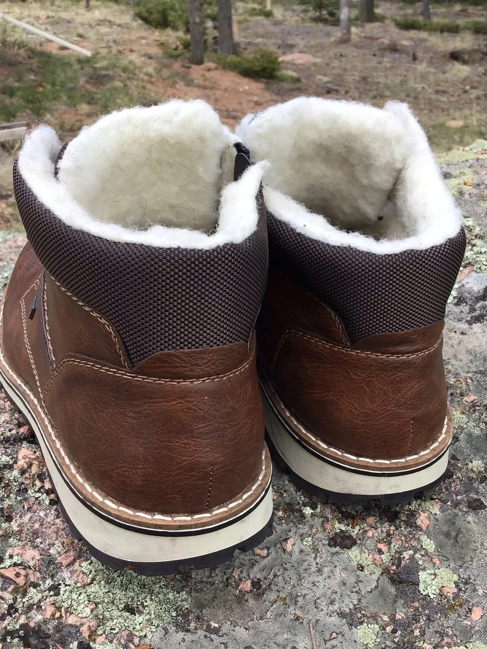 Rieker Sherpa Lined Winter Boots Brown Side Zip Lace Up Like New Size 45